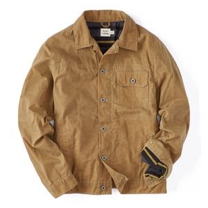 Flint and Tinder Huckberry Tan Flannel-Lined Waxed Trucker Jacket XL TALL